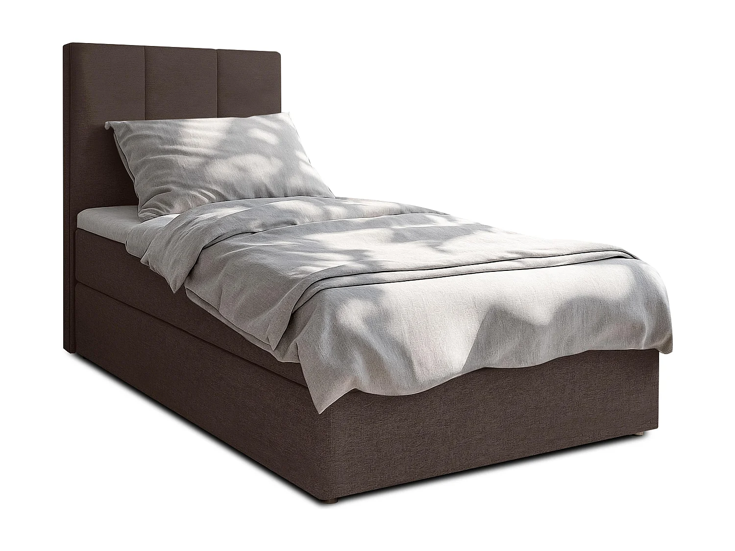 AX LIVING Lit boxspring avec coffre de rangement 120x200 cm - Merea - marron sans surmatelas