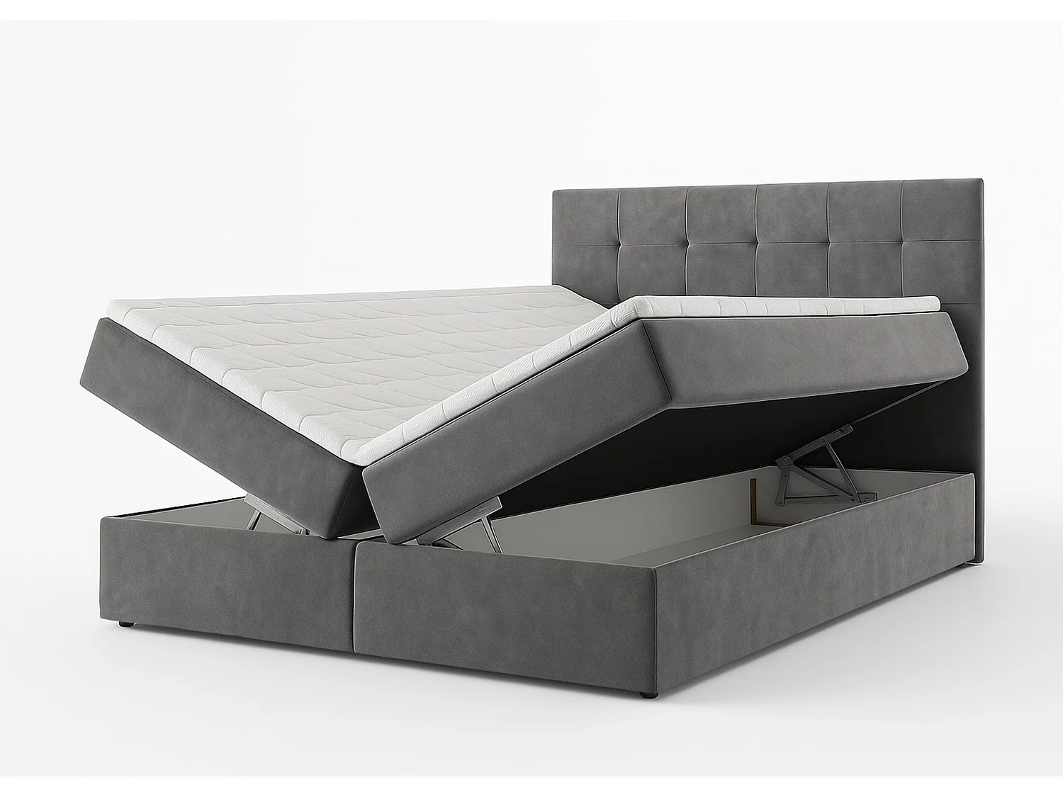 AX LIVING Lit boxspring avec coffre de rangement 180x200 cm - Geceteni - noir sans surmatelas