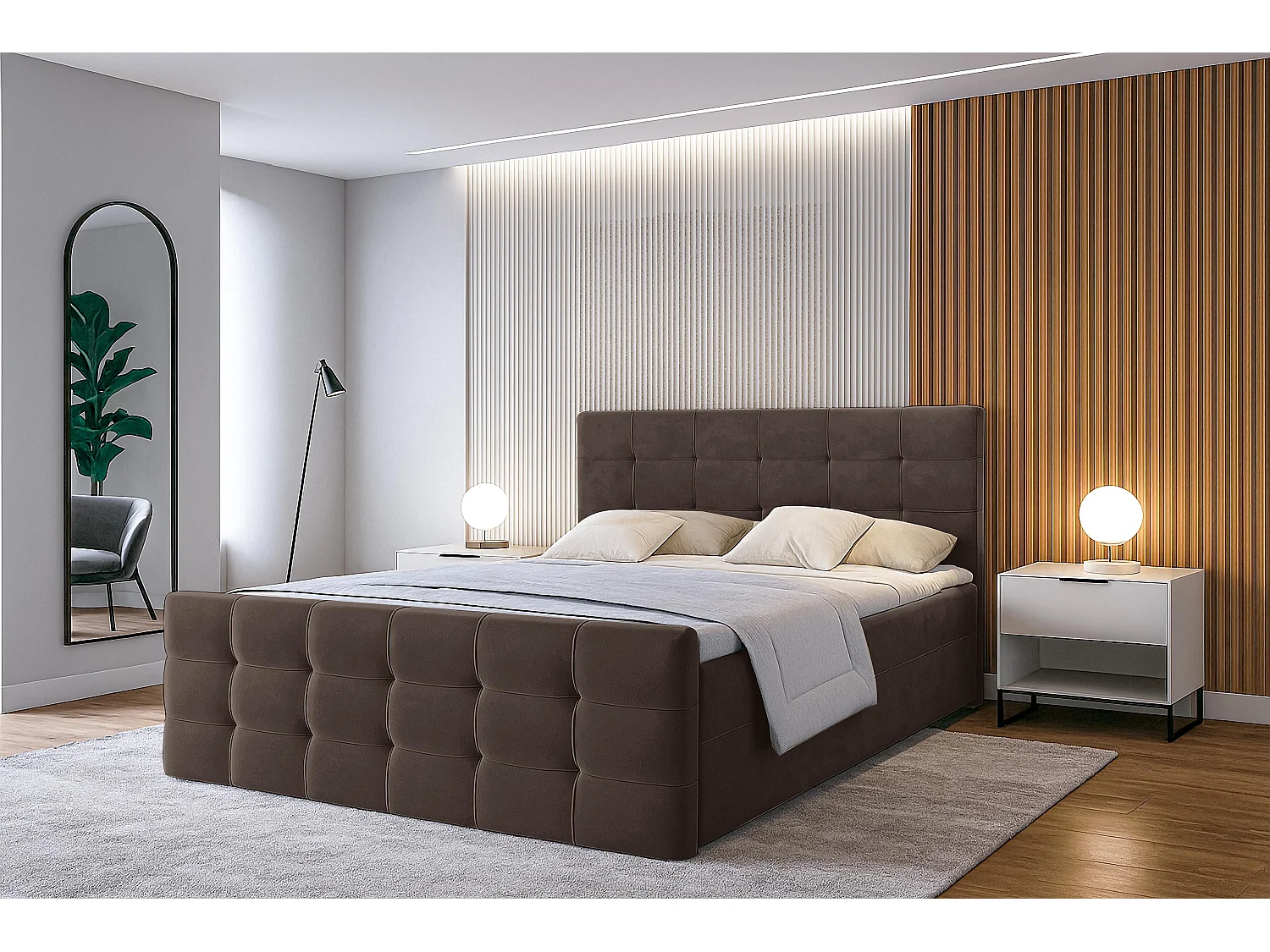 AX LIVING Bett mit Bettkasten 140x200 cm Argentaro Boxspringbett braun