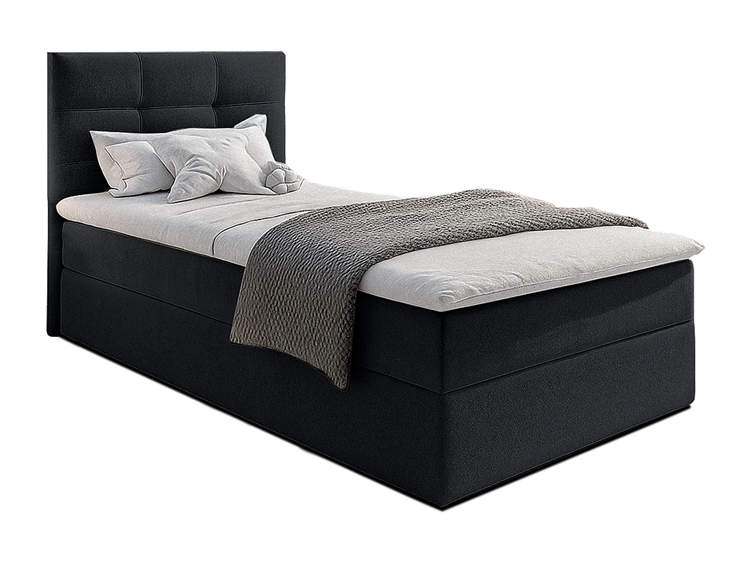 AX LIVING Lit boxspring avec coffre de rangement 90x200 cm - Geceteni - noir sans surmatelas