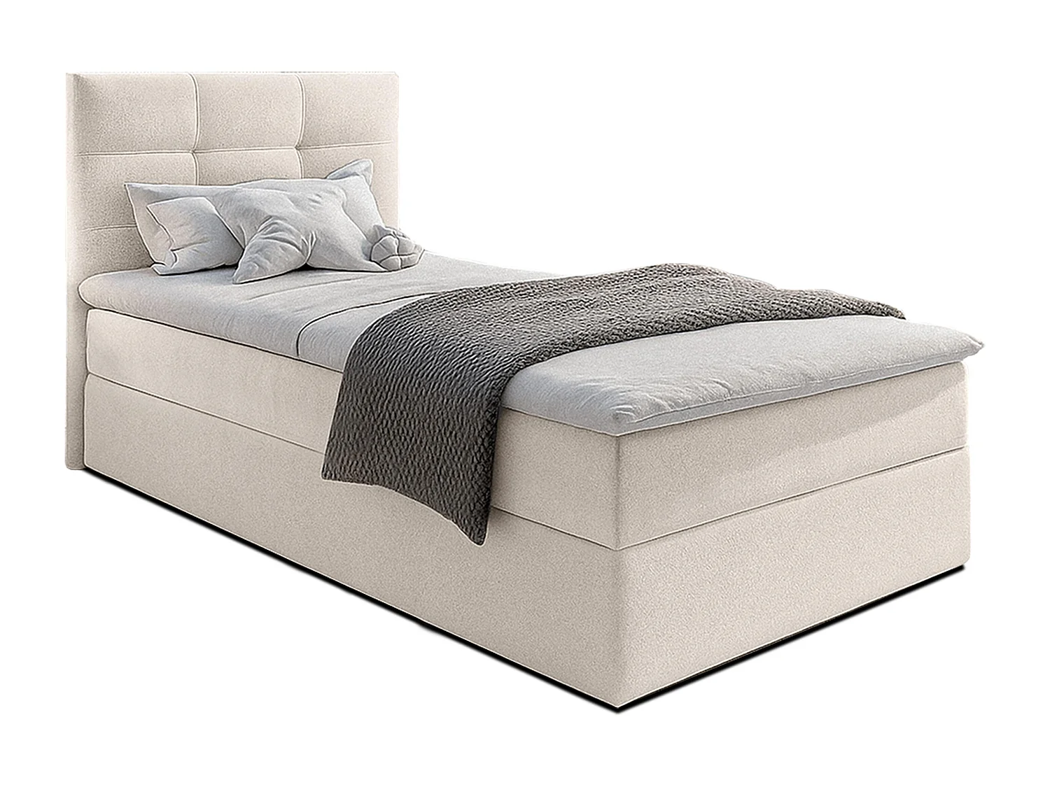 AX LIVING Lit boxspring avec coffre de rangement 90x200 cm - Geceteni - beige sans surmatelas