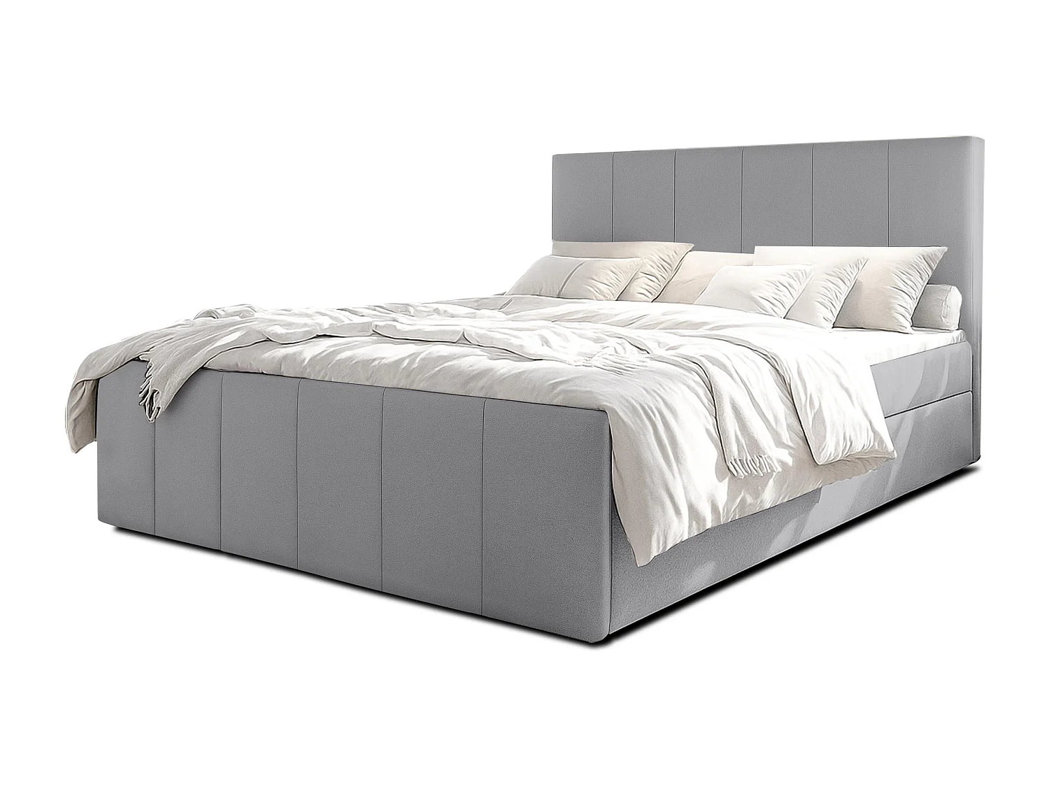 AX LIVING Levente Boxbett mit Bettkasten 160x200 graues Boxspringbett