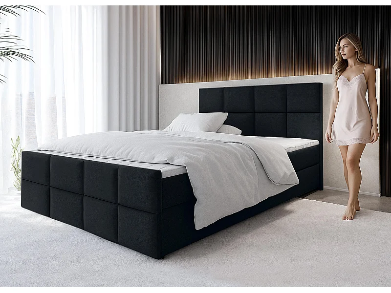 AX LIVING Boxspring met opbergruimte Aleyna 180x200 zwart