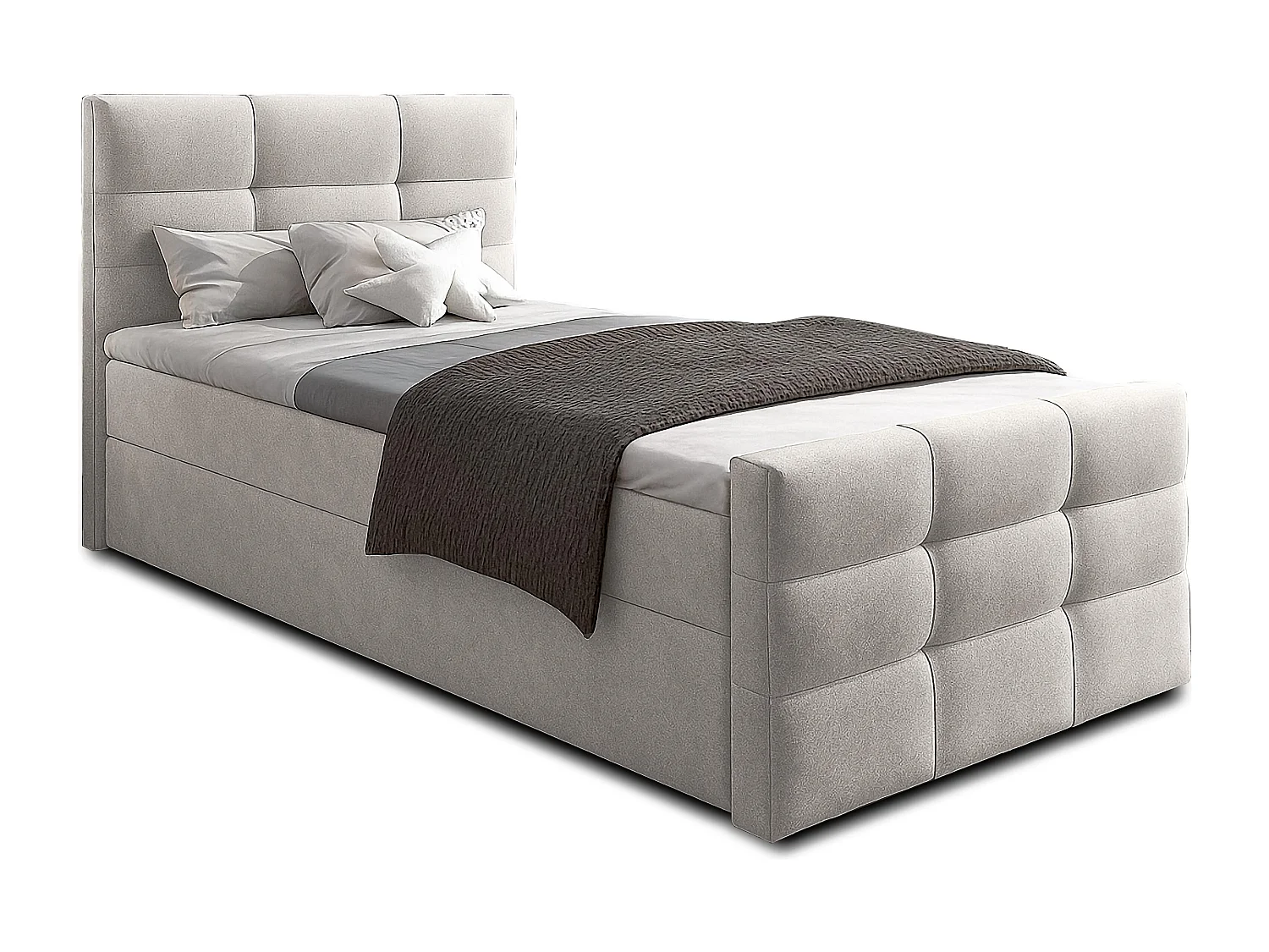 AX LIVING Lit boxspring avec coffre de rangement 120x200 cm - Argentaro - beige sans surmatelas