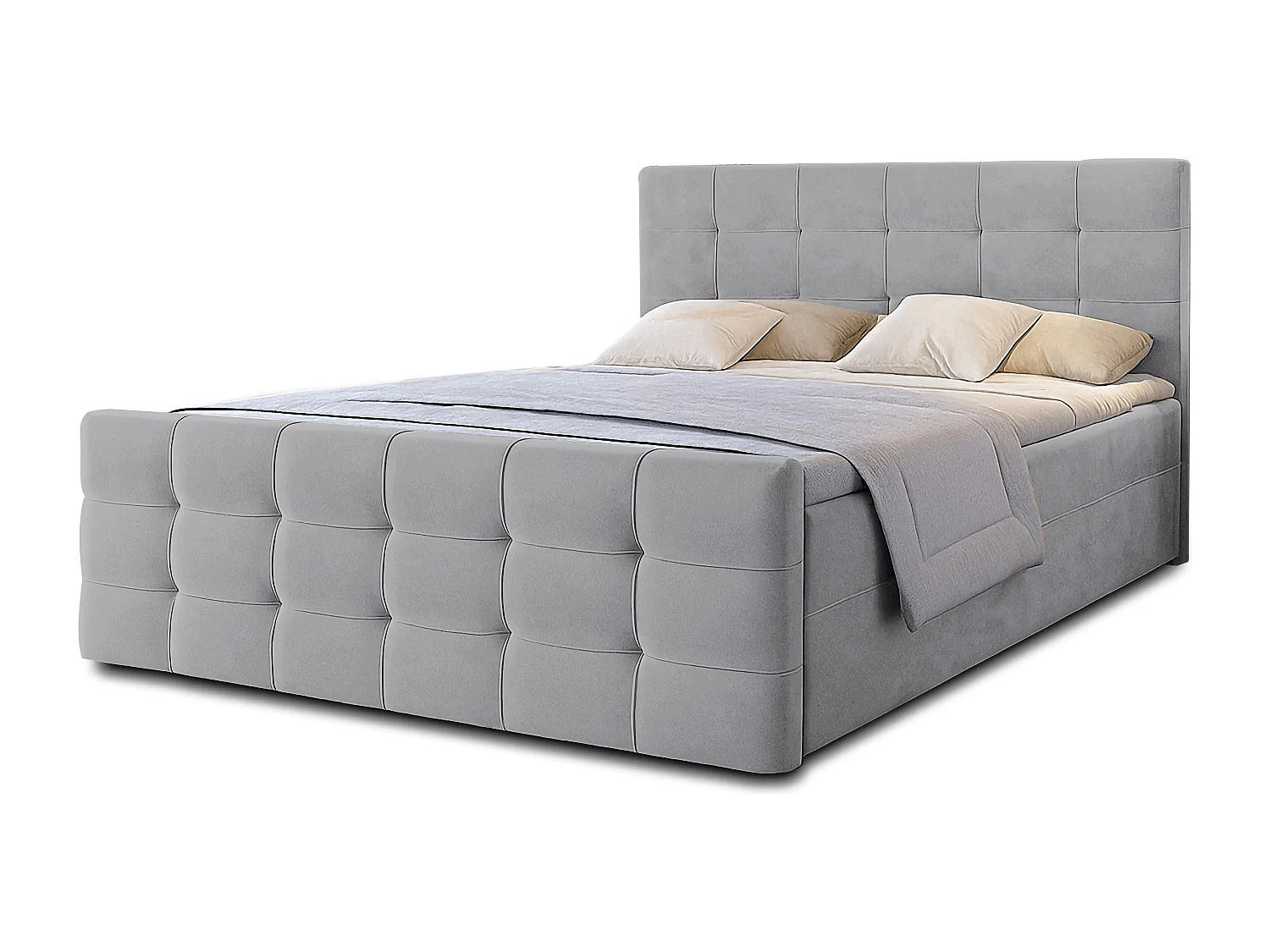 AX LIVING Bett mit Bettkasten 160x200 cm Argentaro graues Boxspringbett