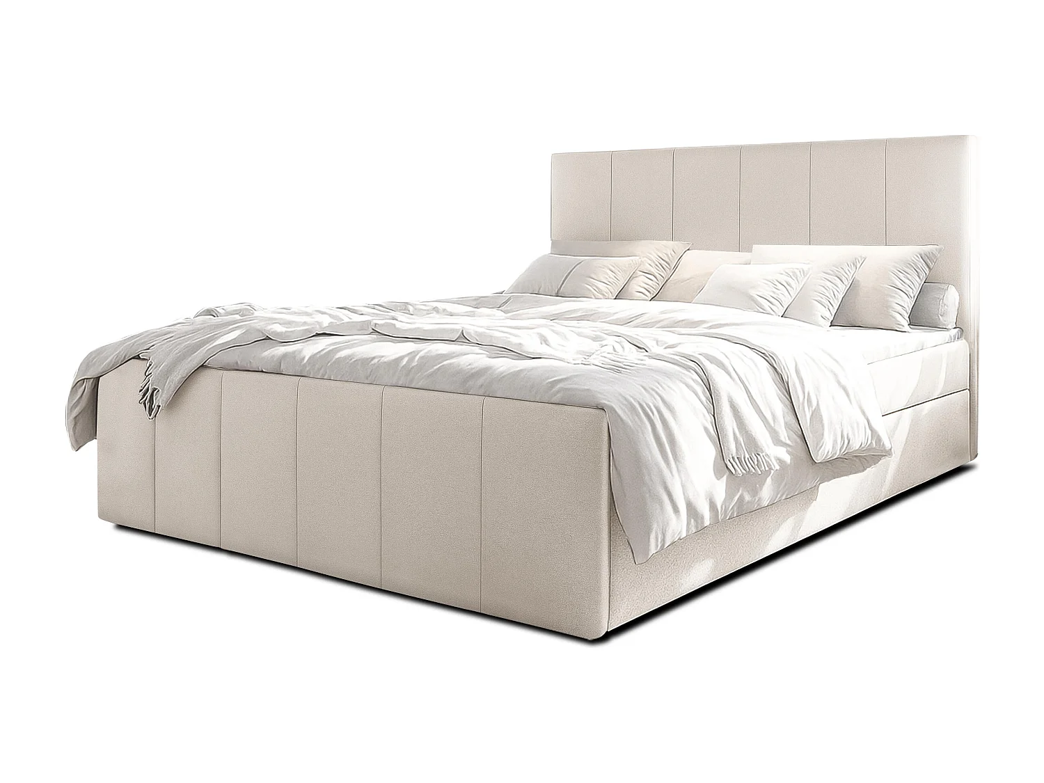 AX LIVING Levente Bett mit Bettkasten 160x200 Beige Boxbett Stauraum