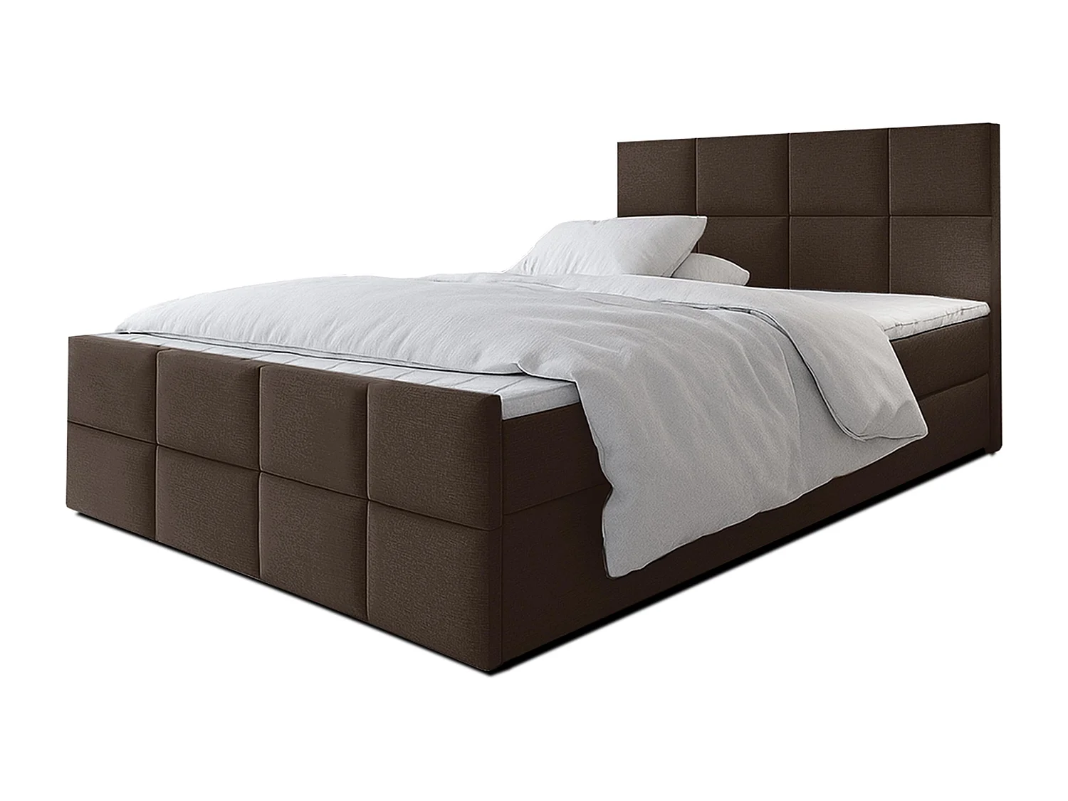 AX LIVING Lit boxspring avec coffre de rangement 180x200 cm - Aleyna - marron sans surmatelas