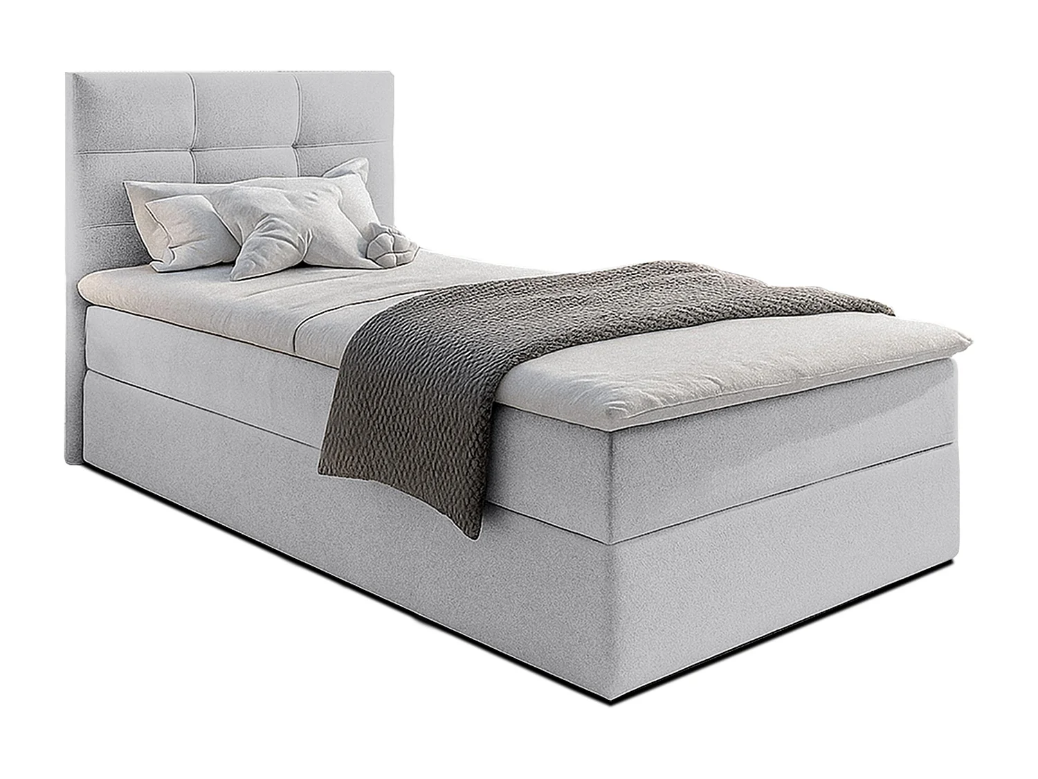 AX LIVING Lit boxspring avec coffre de rangement 80x200 cm - Geceteni - gris sans surmatelas