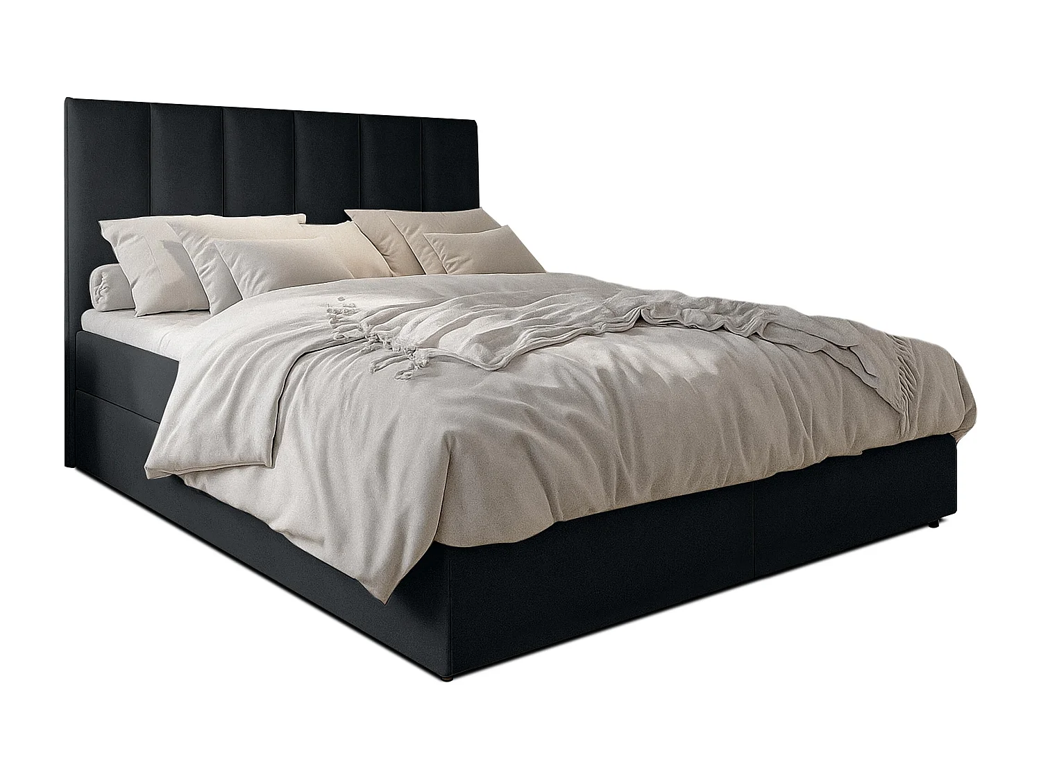 AX LIVING Boxbett Merea Boxspringbett Schwarz mit Bettkasten 160x200 cm