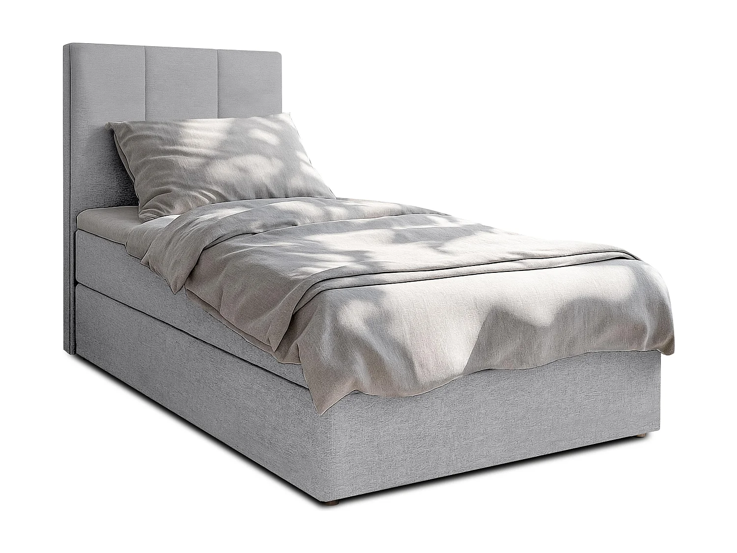 AX LIVING Boxbett Merea Boxspringbett Grau mit Bettkasten 90x200 cm