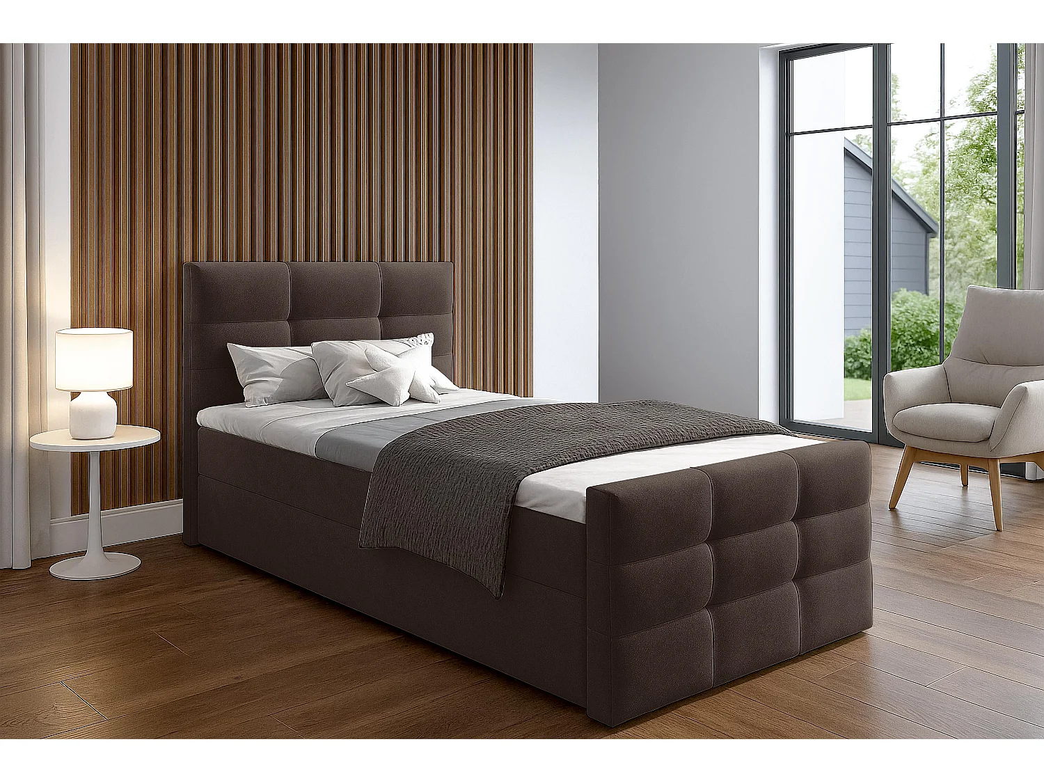 AX LIVING Bett mit Bettkasten 80x200 cm Argentaro Boxspringbett braun