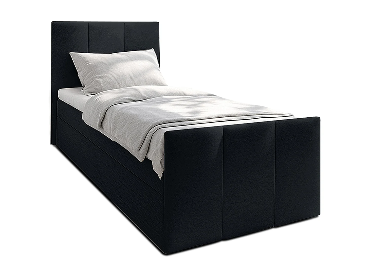 AX LIVING Lit boxspring avec coffre de rangement 90x200 cm - Levente - noir sans surmatelas