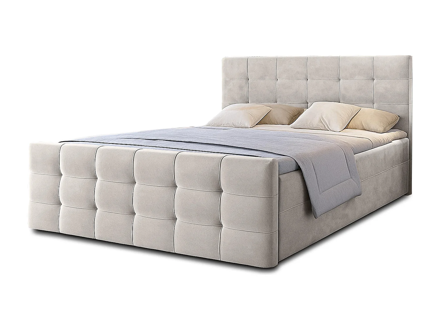 AX LIVING Bett mit Bettkasten 180x200 cm Argentaro Boxspringbett beige