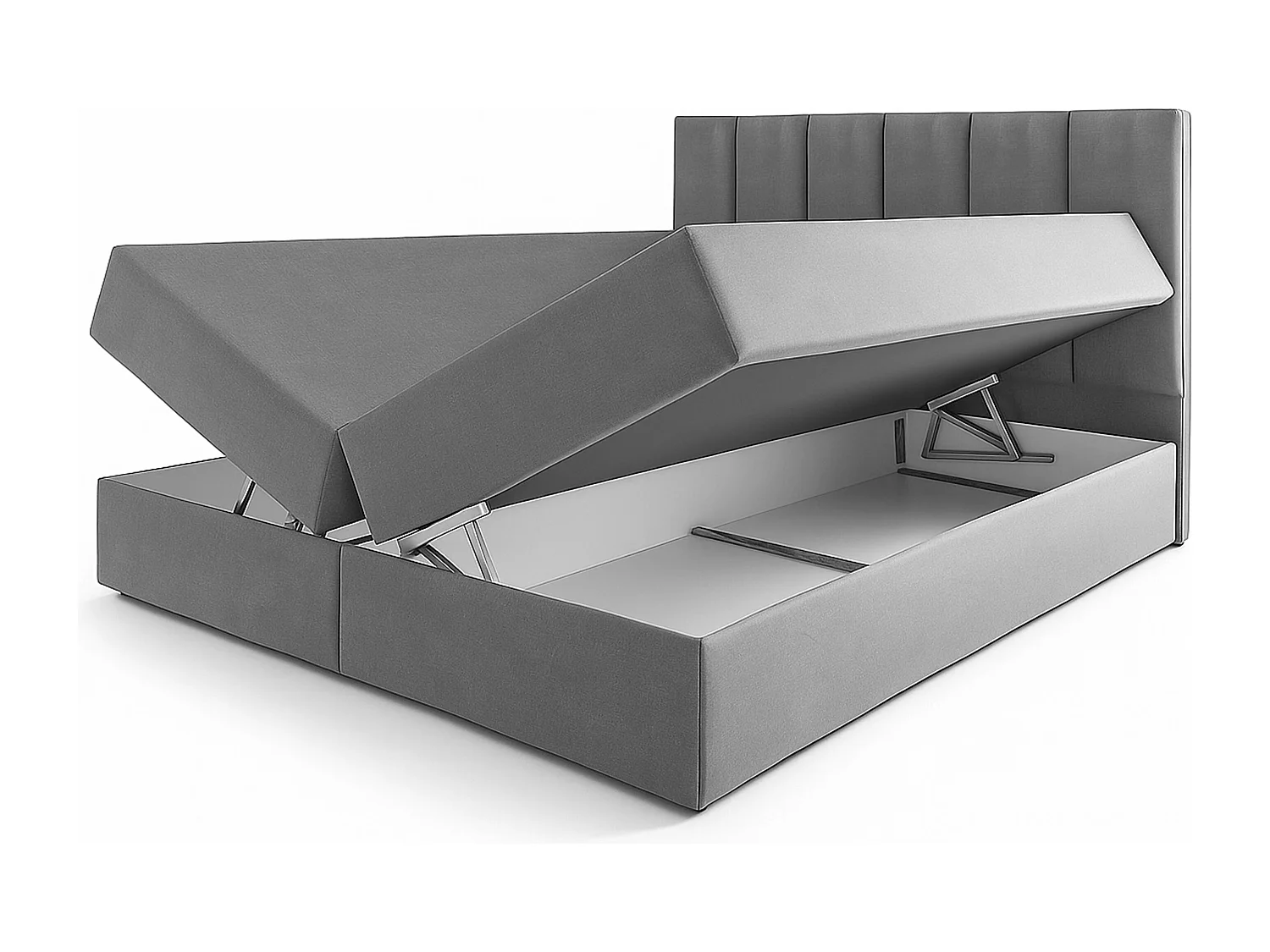 AX LIVING Lit boxspring avec coffre de rangement 180x200 cm - Merea - noir sans surmatelas