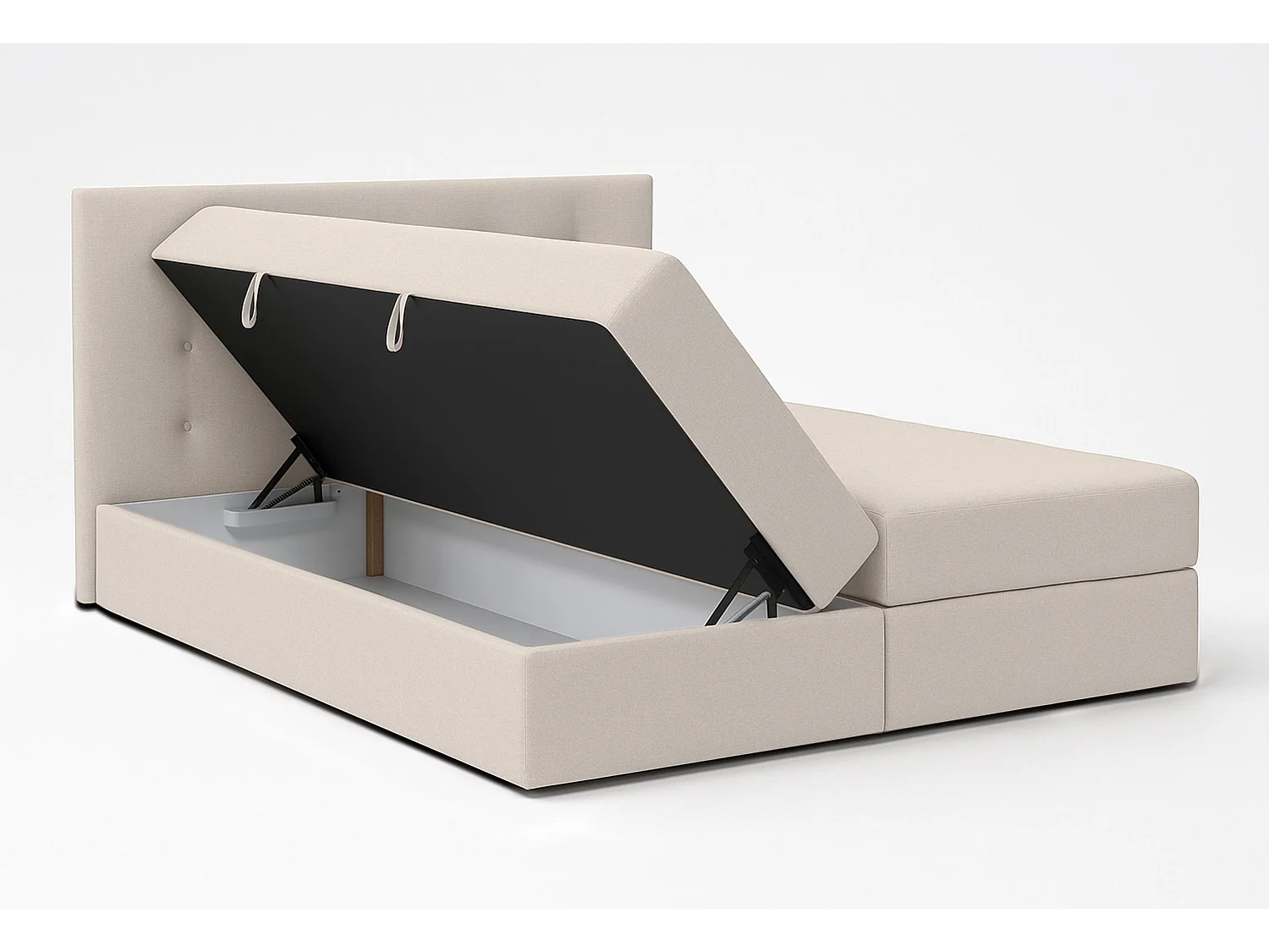 AX LIVING Baunei Boxspringbett 180x200 mit Bettkasten beiges Bett