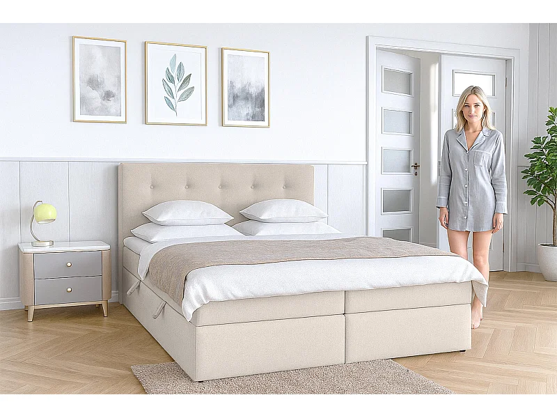 AX LIVING Boxspring met opbergruimte Baunei 180x200 beige