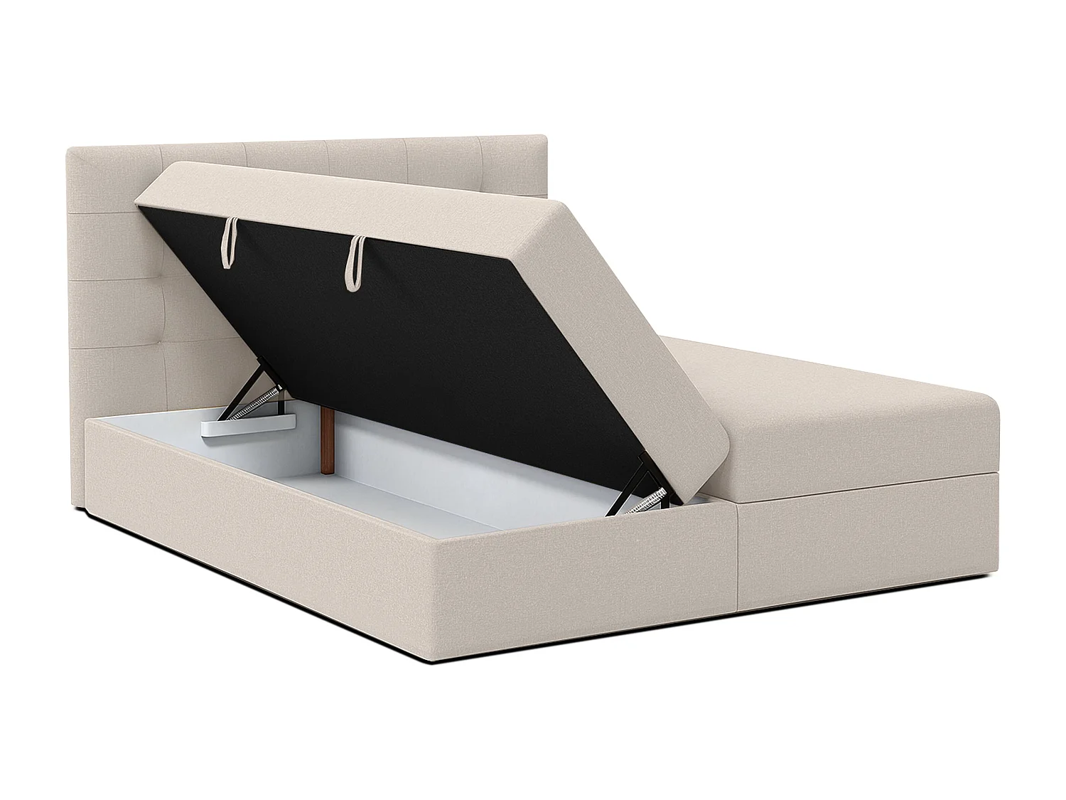 AX LIVING Lit boxspring avec coffre de rangement 140x200 cm - Belinai - beige sans surmatelas