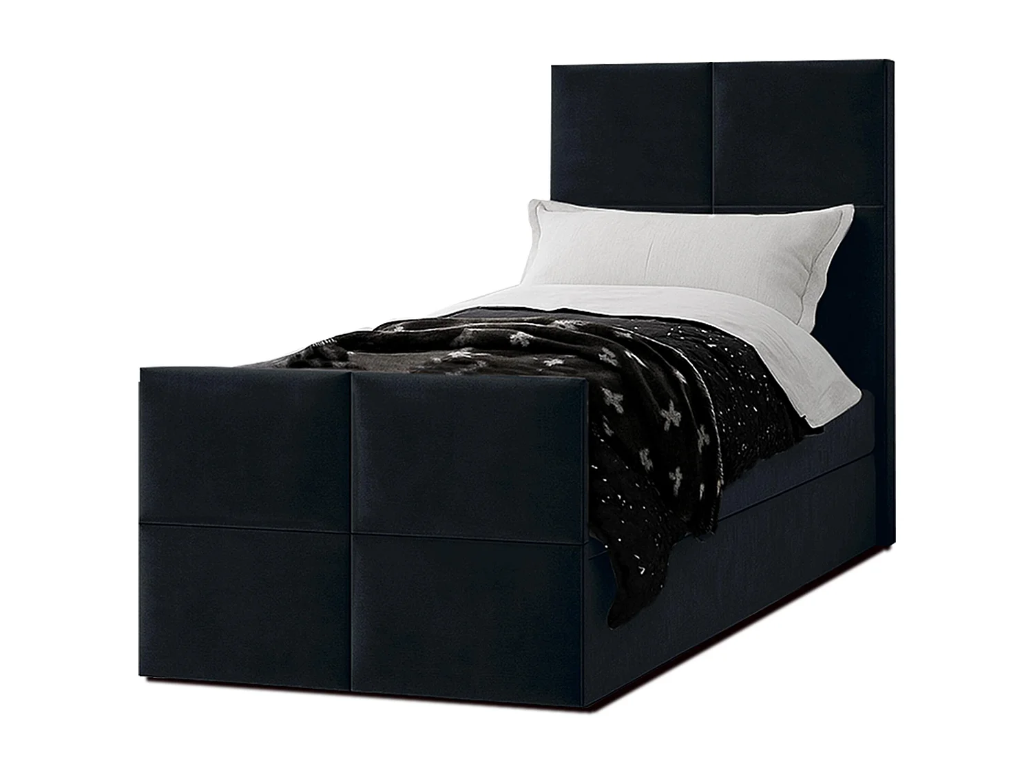 AX LIVING Boxspringbett Schwarz Aleyna Bett 90 x 200 mit Bettkasten