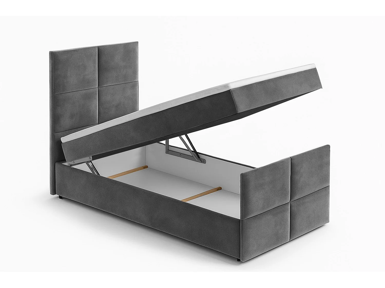 AX LIVING Boxspringbett Schwarz Aleyna Bett 90 x 200 mit Bettkasten