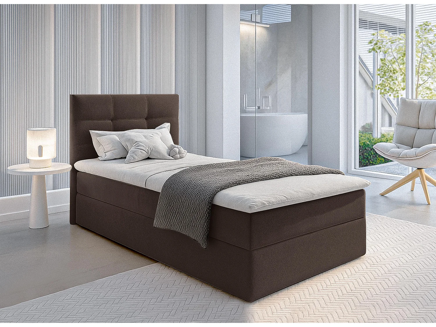 AX LIVING Stauraumbett 120x200 cm Geceteni Boxspringbett Braun