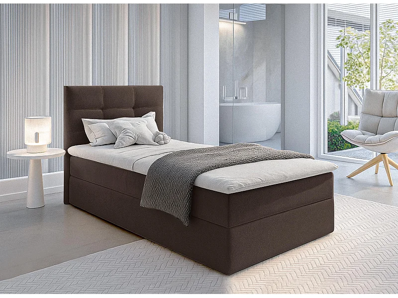 AX LIVING Lit boxspring avec coffre de rangement 120x200 cm - Geceteni - marron
