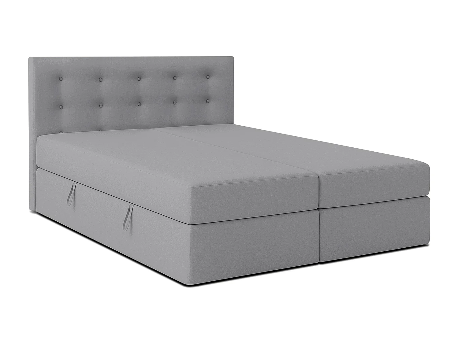 AX LIVING Lit boxspring avec coffre de rangement 160x200 cm - Baunei - gris sans surmatelas