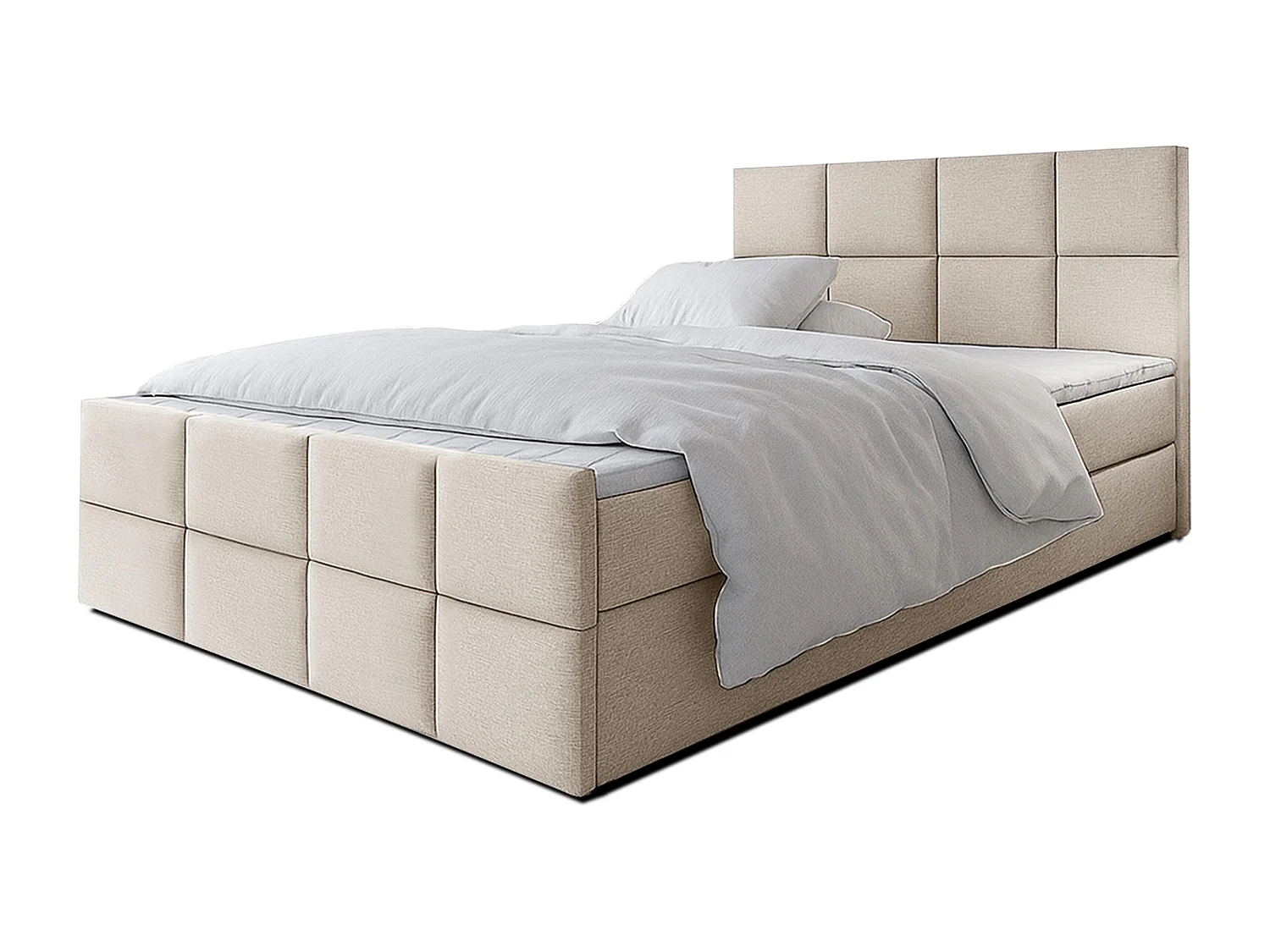 AX LIVING Boxspringbett Beige Aleyna Bett 160 x 200 mit Bettkasten