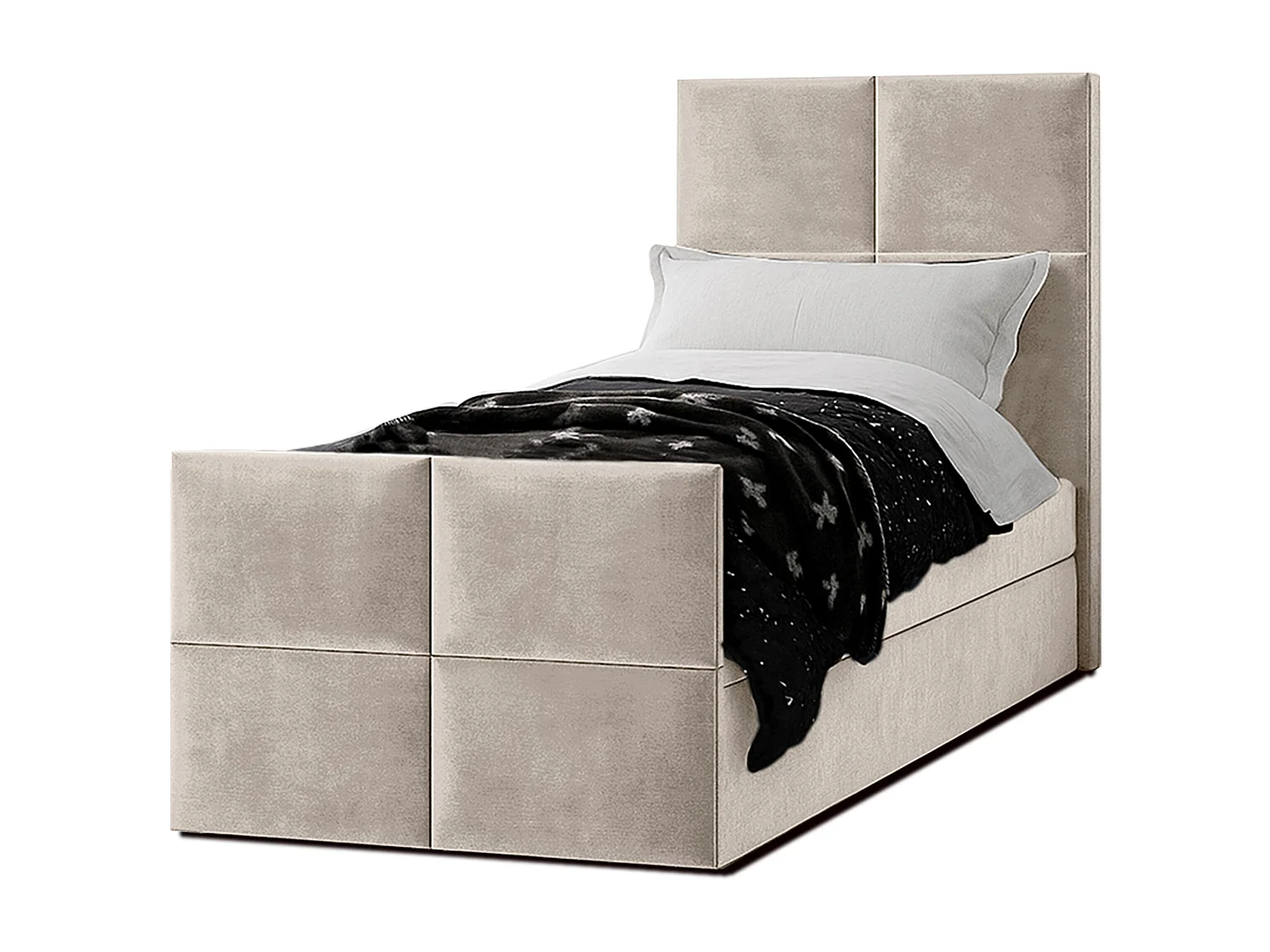 AX LIVING Boxspringbett Beige Aleyna Bett 120 x 200 mit Bettkasten