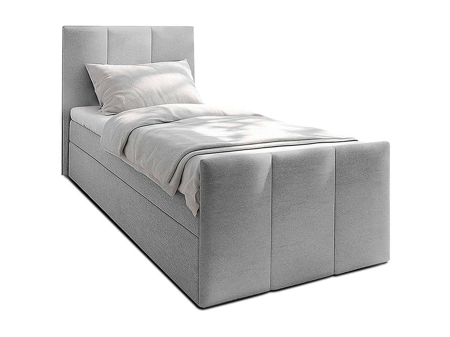 AX LIVING Levente Boxbett mit Bettkasten 120x200 graues Boxspringbett