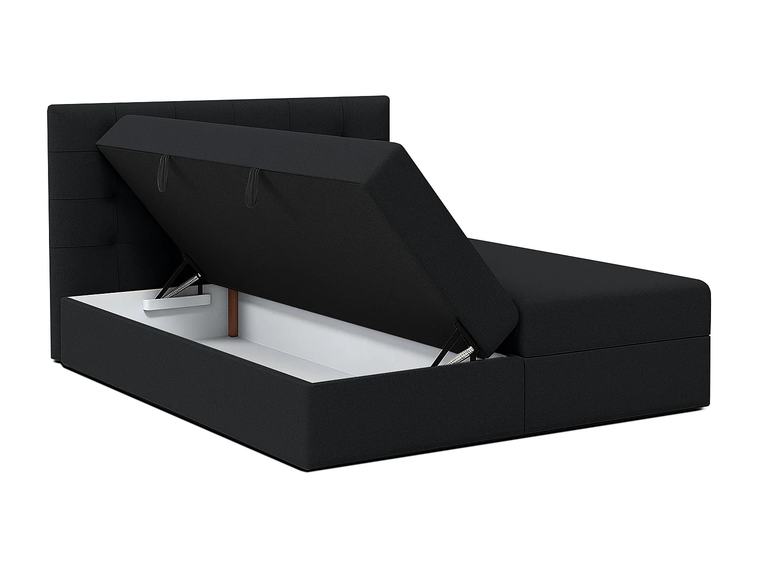 AX LIVING Lit boxspring avec coffre de rangement 160x200 cm - Belinai - gris sans surmatelas