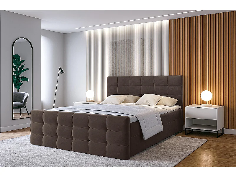 AX LIVING Bett mit Bettkasten 160x200 cm Argentaro Boxspringbett braun