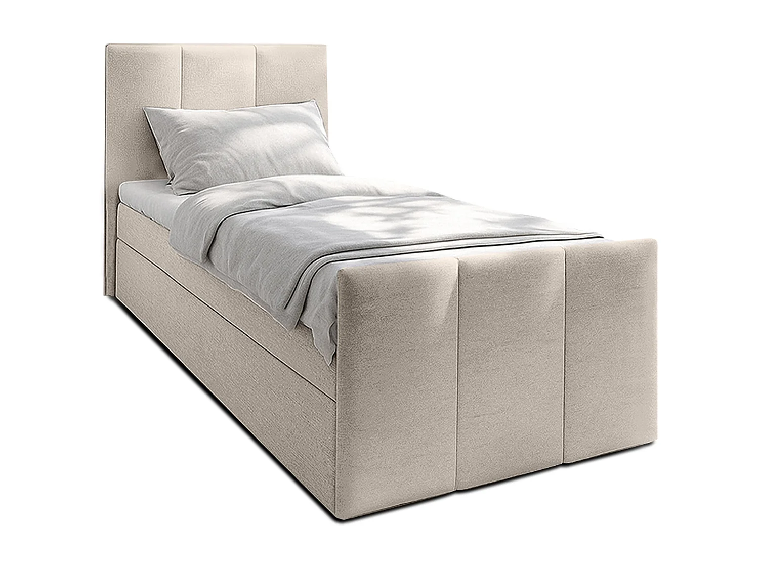 AX LIVING Lit boxspring avec coffre de rangement 120x200 cm - Levente - beige sans surmatelas