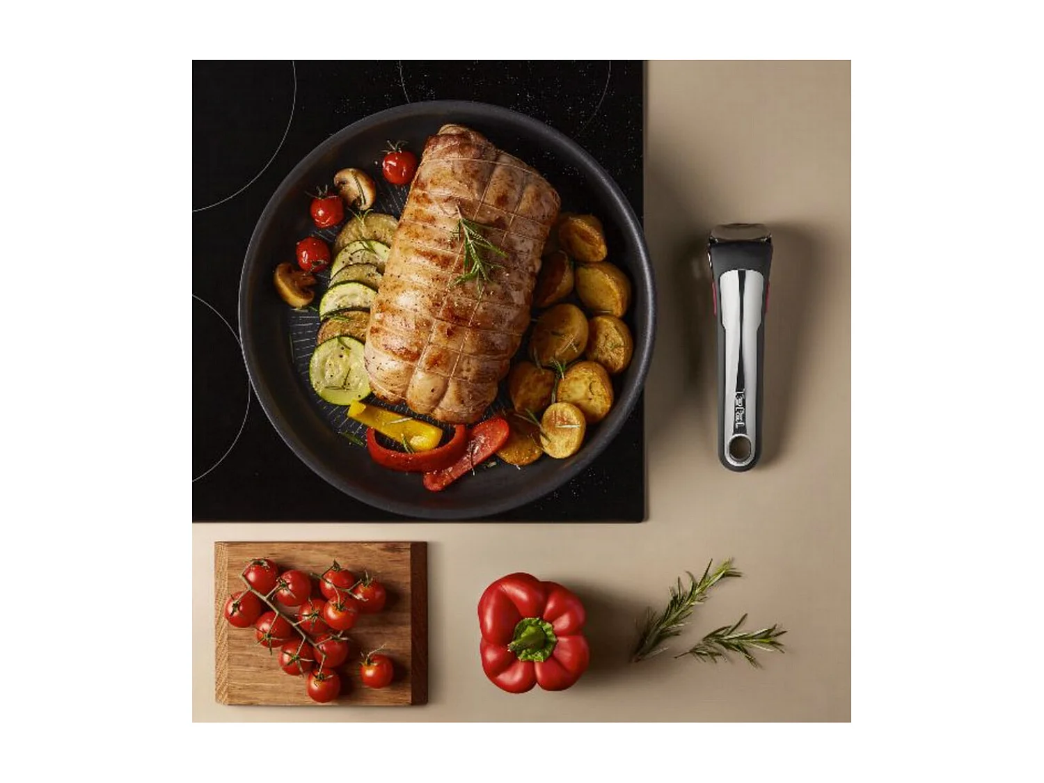 Tefal Ingenio Eco Resist Pfanne 28 cm Aluminium Antihaft Titanium, Abnehmbarer Griff, Für Alle Herdarten inkl. Induktion