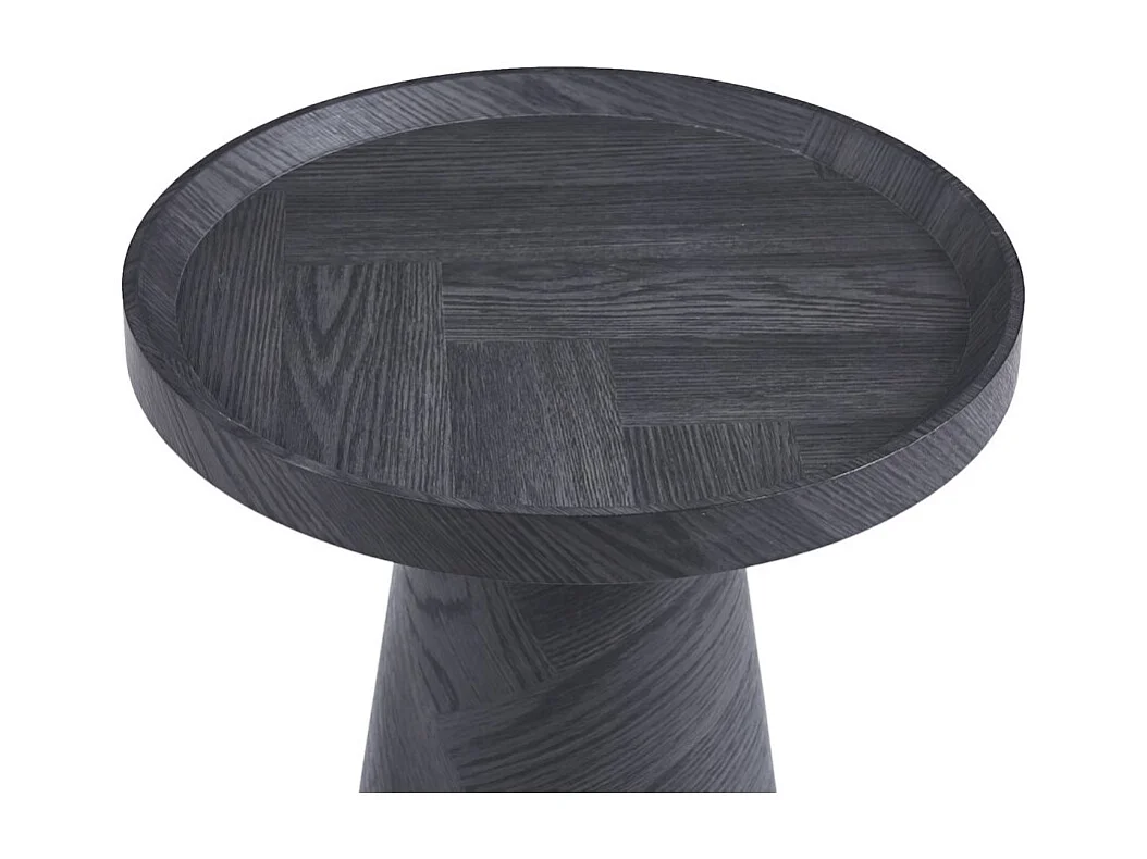 Table d'appoint ronde collection CARVELA – Décor gris foncé – Bord relevé – D45 x H57 cm