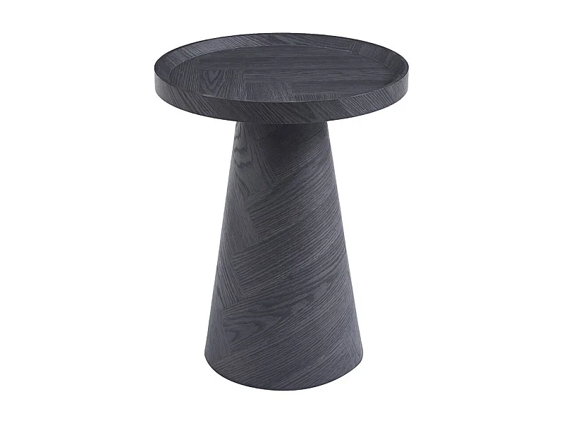 Table d'appoint ronde collection CARVELA – Décor gris foncé – Bord relevé – D45 x H57 cm