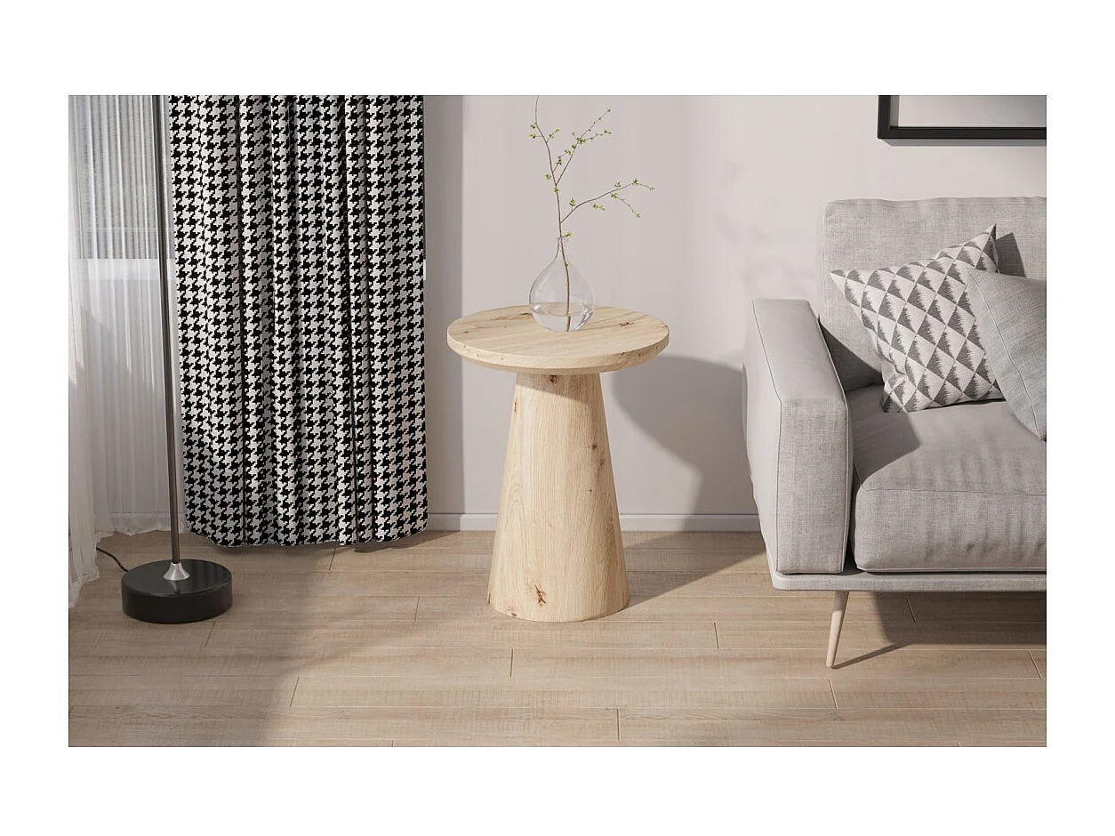 Table d'appoint ronde collection TIGNES – Effet pin – D45 x H55 cm