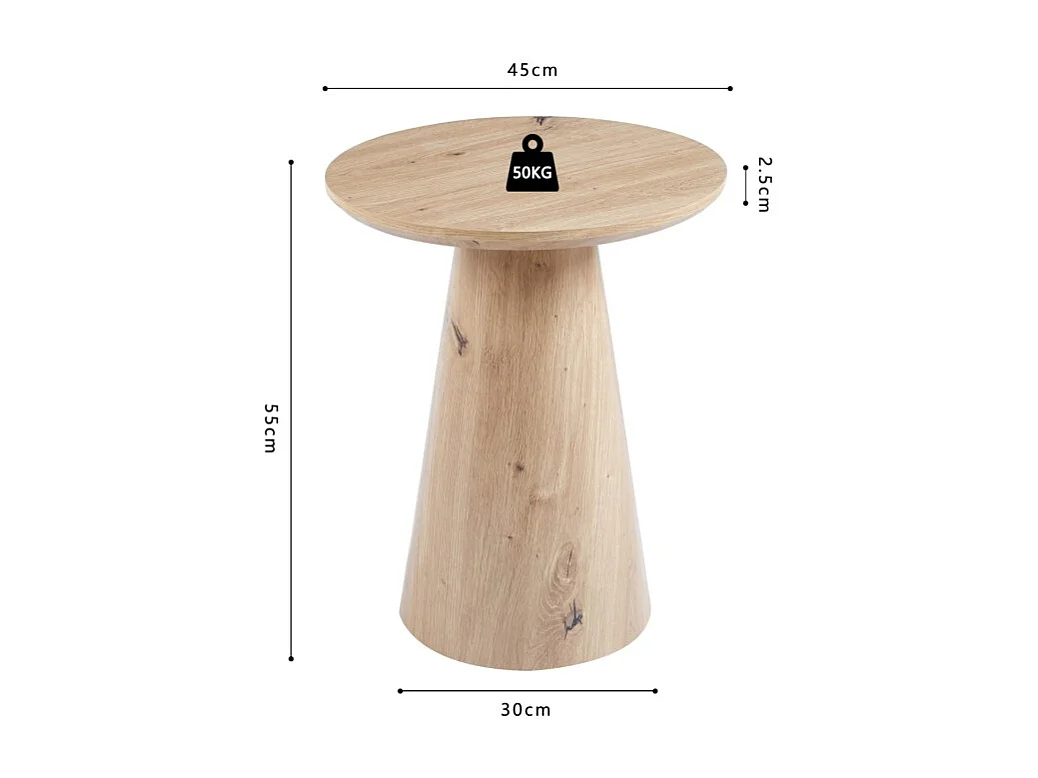 Table d'appoint ronde collection TIGNES – Effet pin – D45 x H55 cm