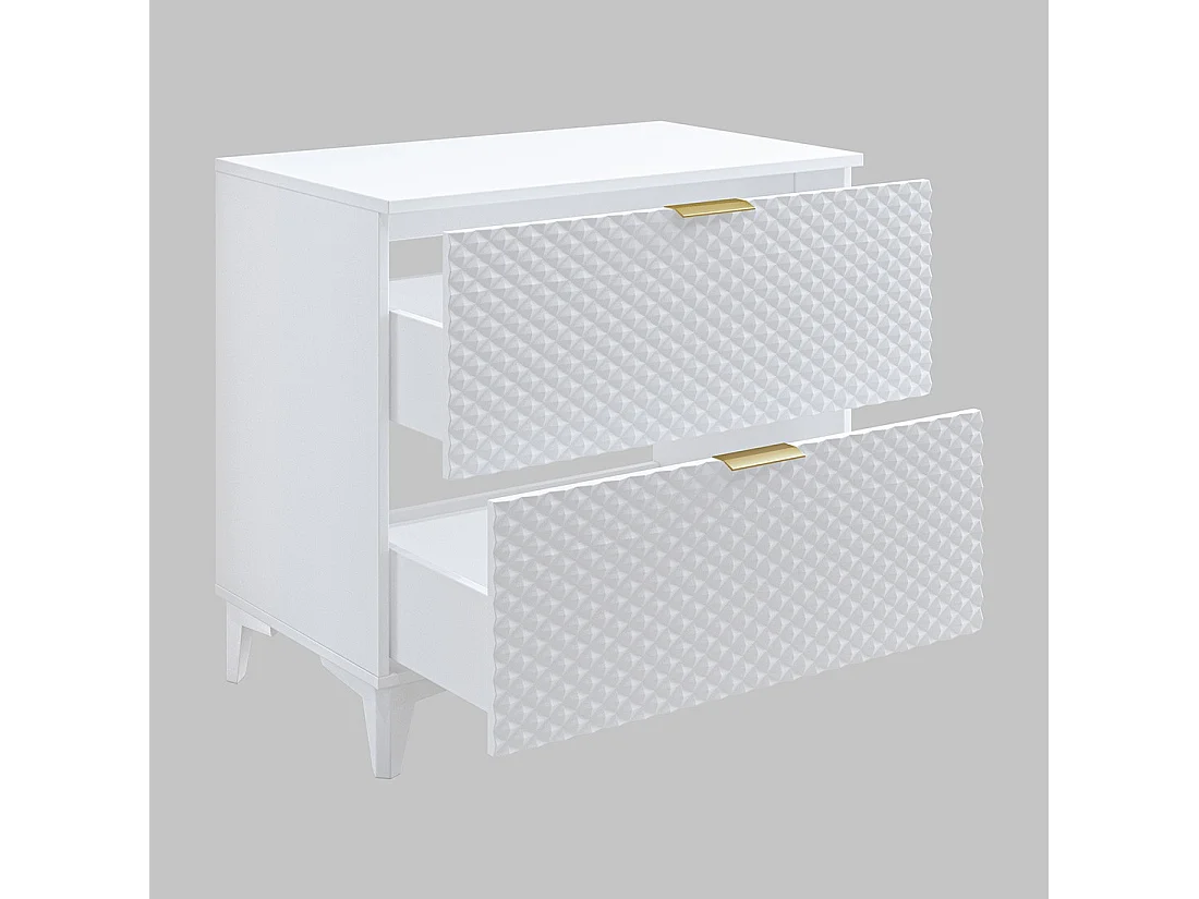 Badkamermeubel onder wastafel 80cm met 2 lades uit de CHIC collectie in wit en goudkleur