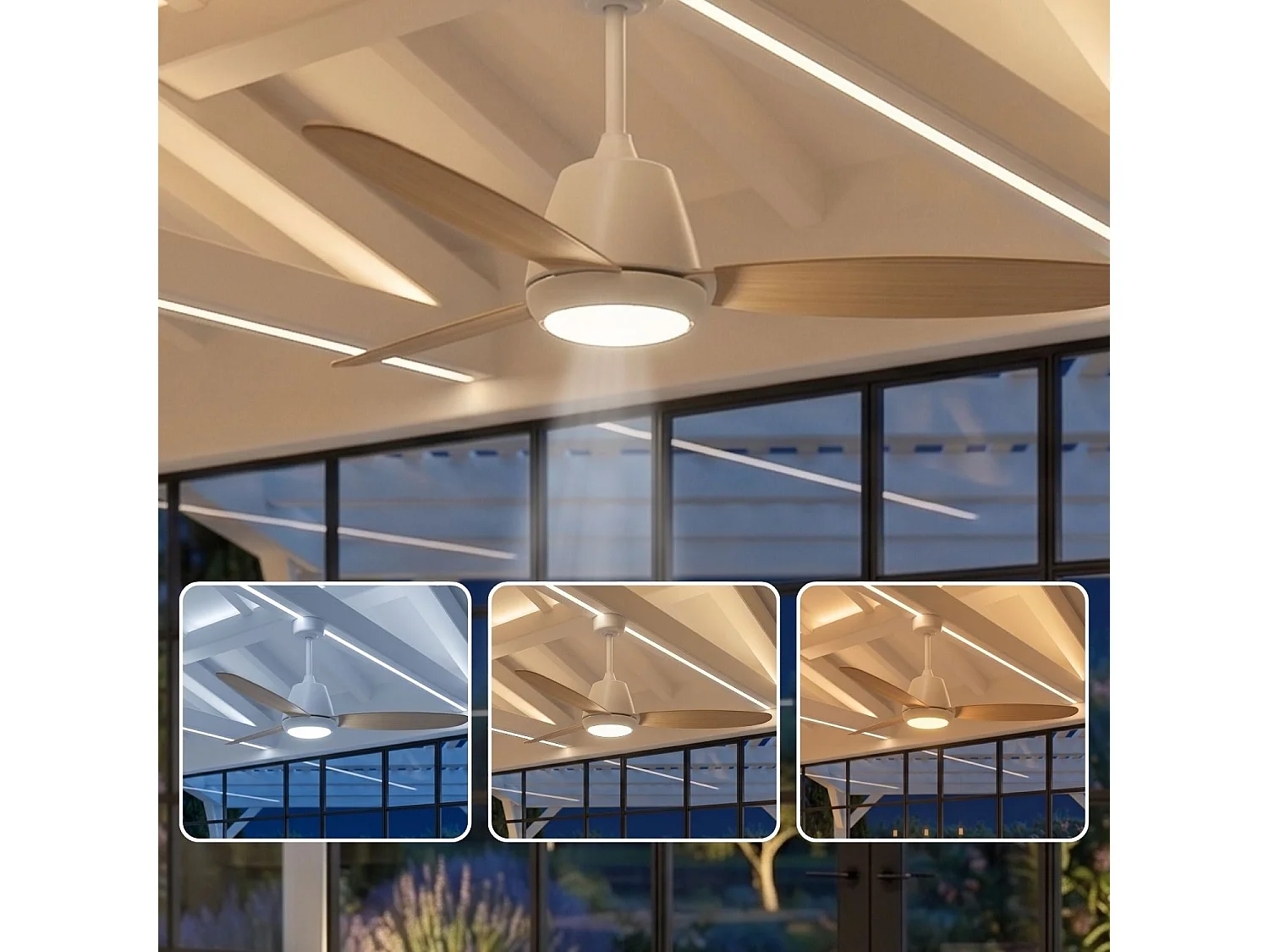 Ventilateur Plafond LED CORALI D106CM Effet bois