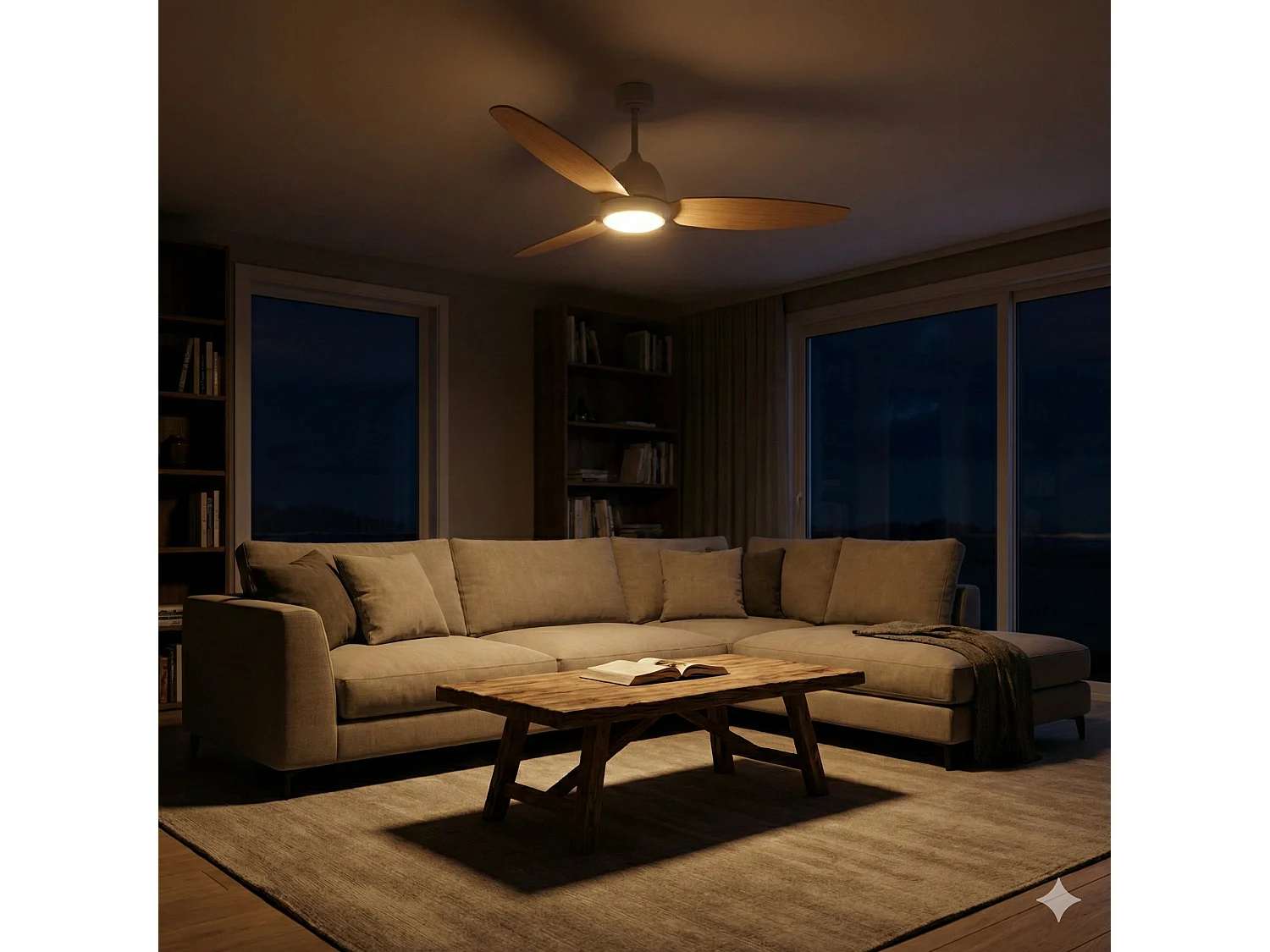Ventilateur Plafond LED CORALI D106CM Effet bois