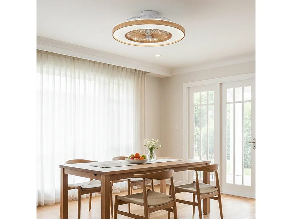 Ventilateur Plafond LED WOODIA D48cm Effet bois