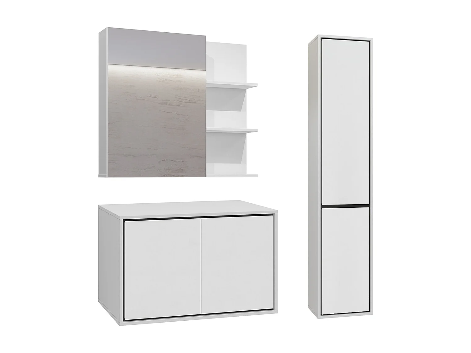 Sophéa Wit 80 cm badmeubel en spiegelkast set