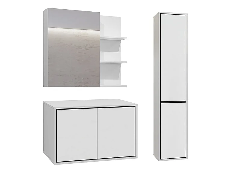 Sophéa Wit 80 cm badmeubel kolom en spiegelkast set