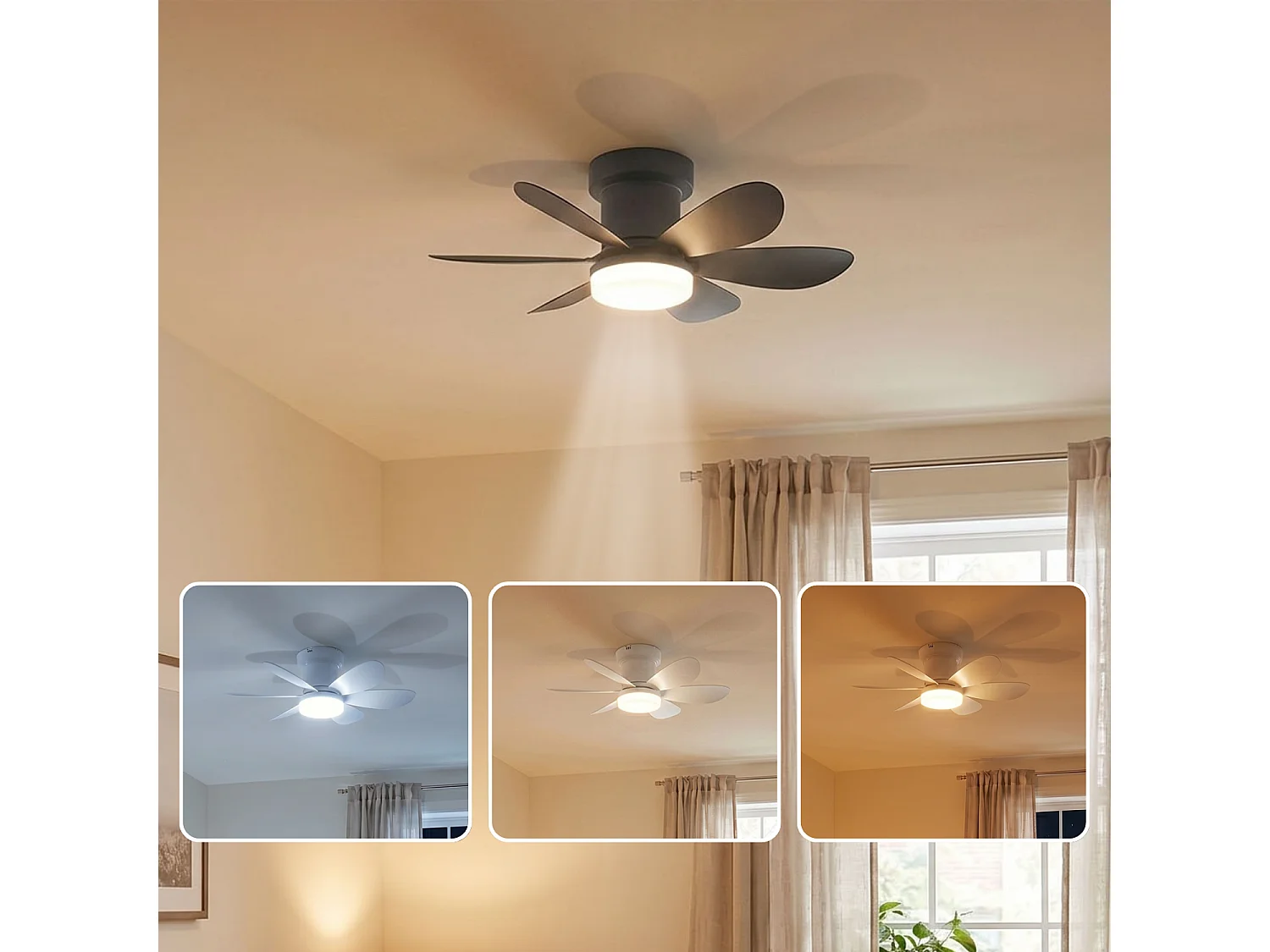 Ventilateur Plafond LED MISTRAL D52cm Noir