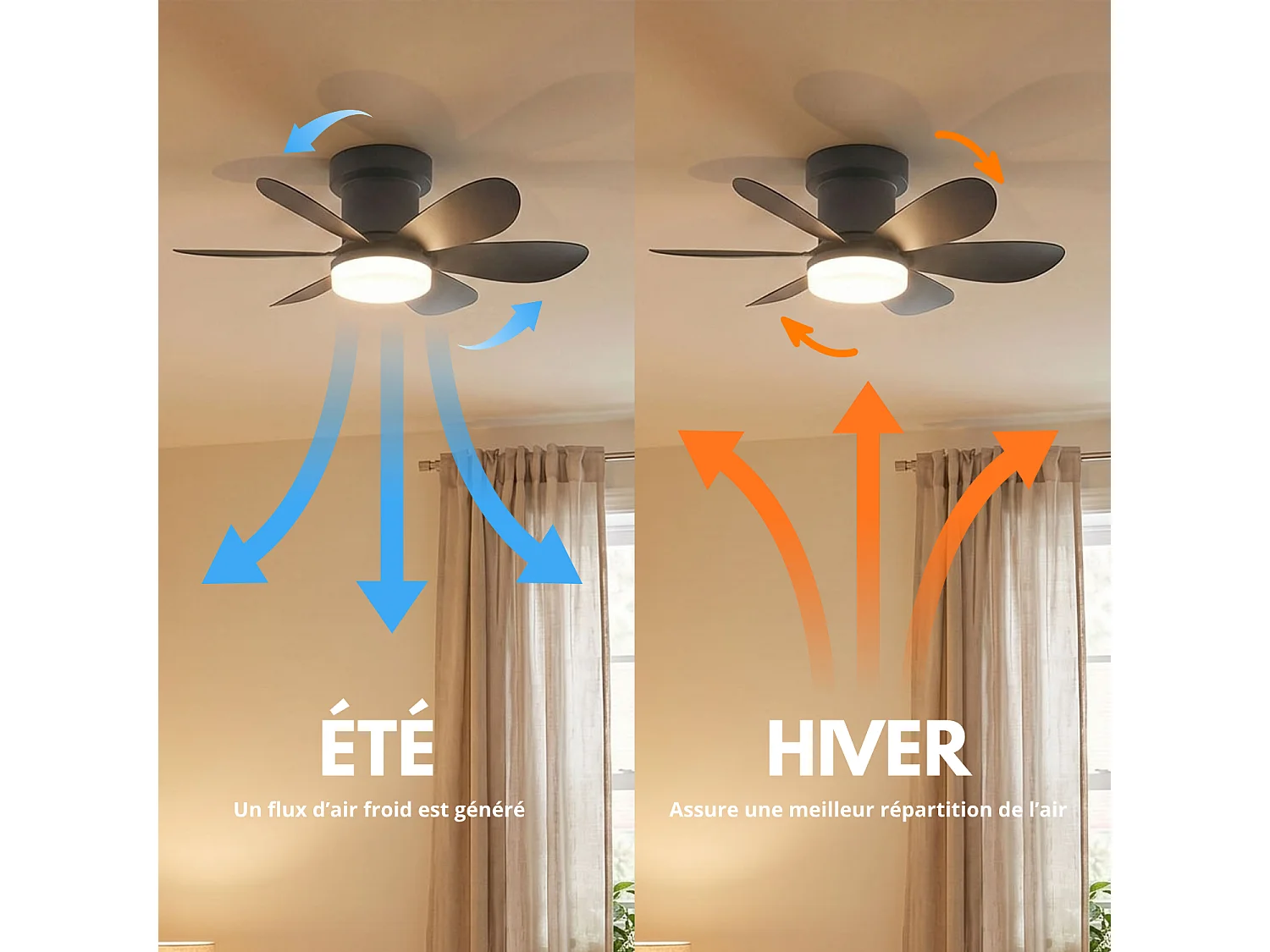 Ventilateur Plafond LED MISTRAL D52cm Noir