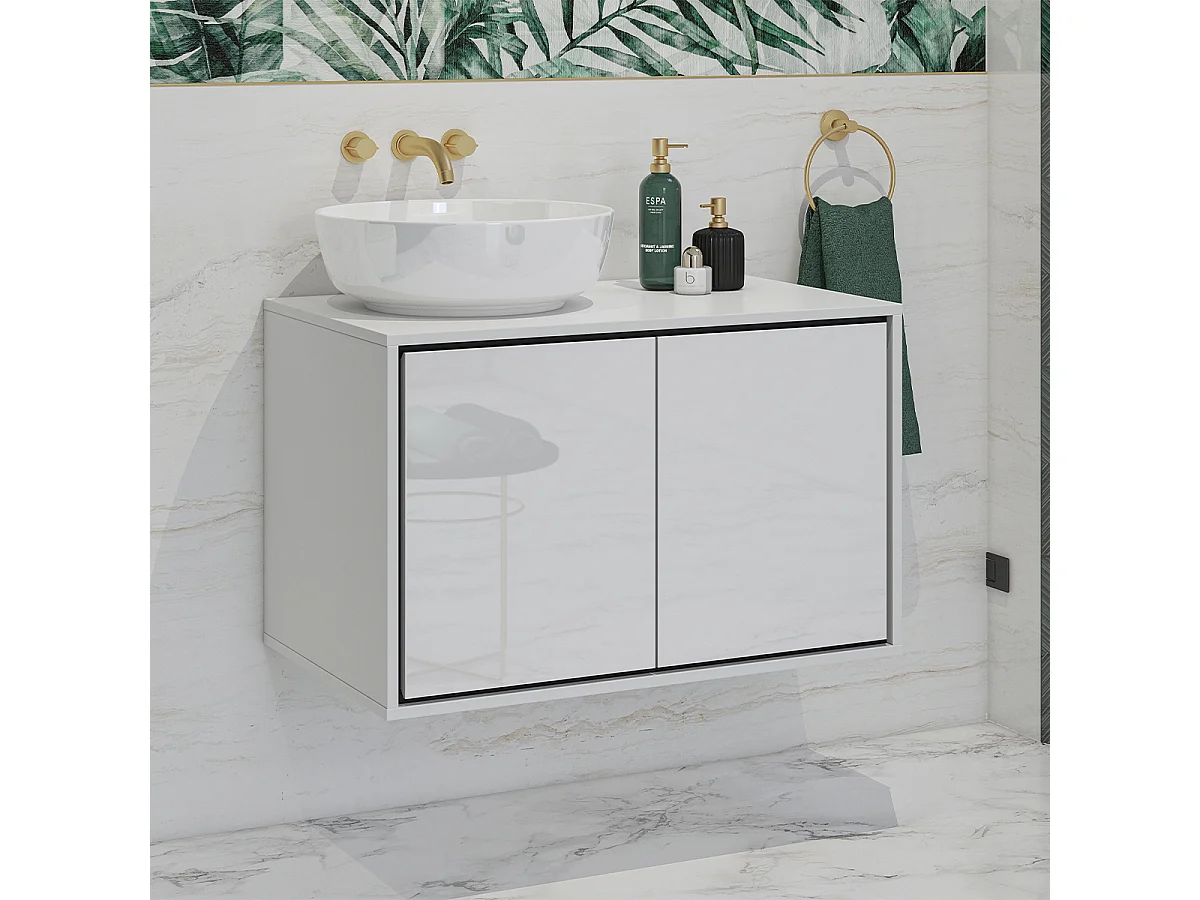 Sophéa Wit 80 cm badmeubel en spiegelkast set