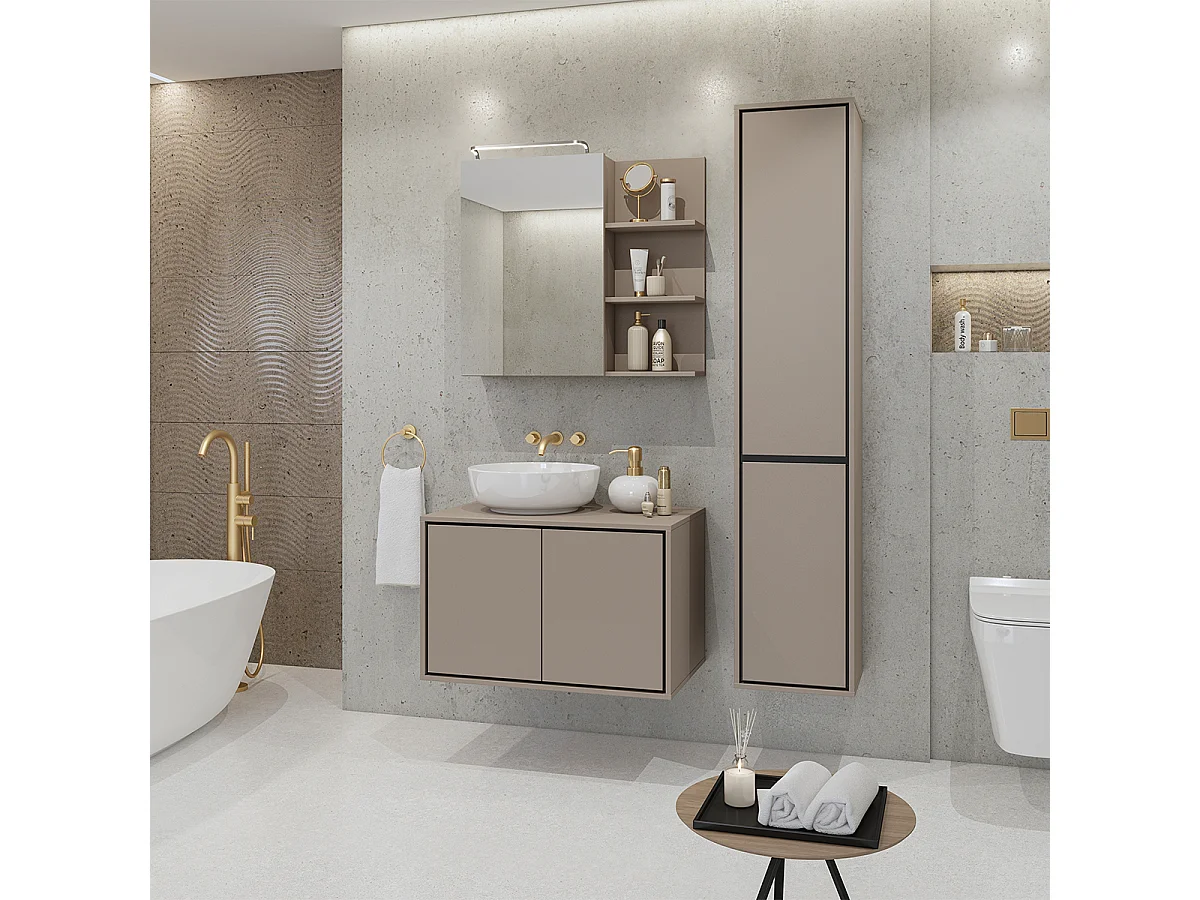 Set di mobili da bagno doppio lavabo Sophéa talpa