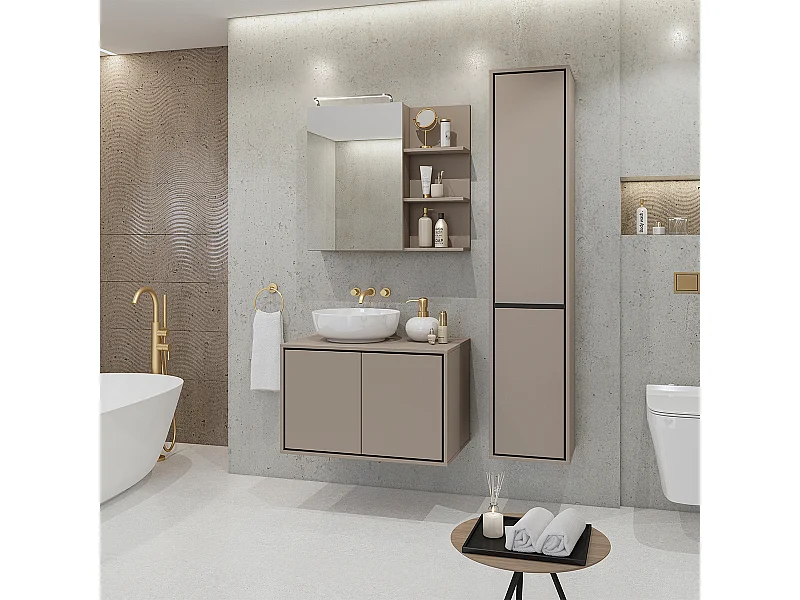 Set di mobili da bagno doppio lavabo Sophéa talpa