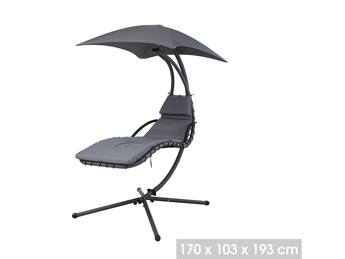 Balancelle de jardin suspendue avec parasol – 170x103x193 cm – Noir – Confort et élégance