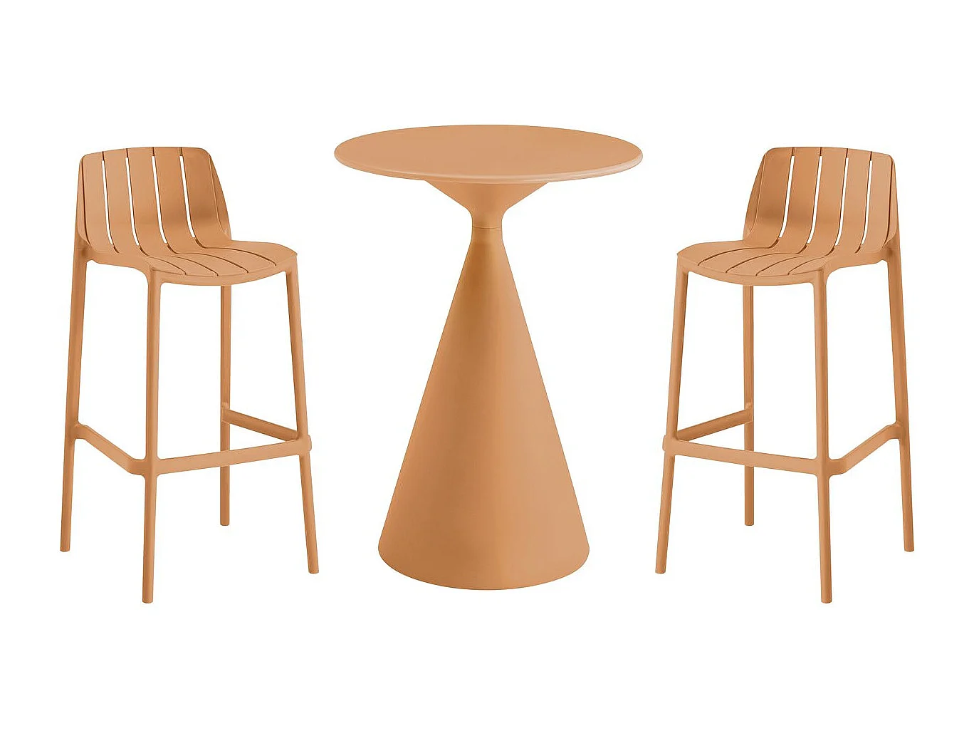 Table et chaises hautes de bistrot empilables "Vaena" - 2 places - Orange